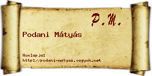 Podani Mátyás névjegykártya
